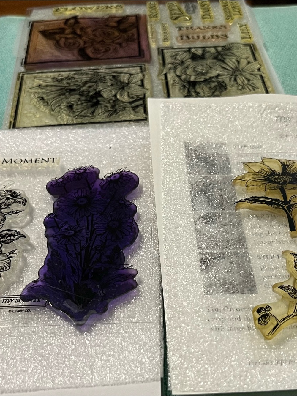 Set of 3 Clear Floral Craft Stamp Sets